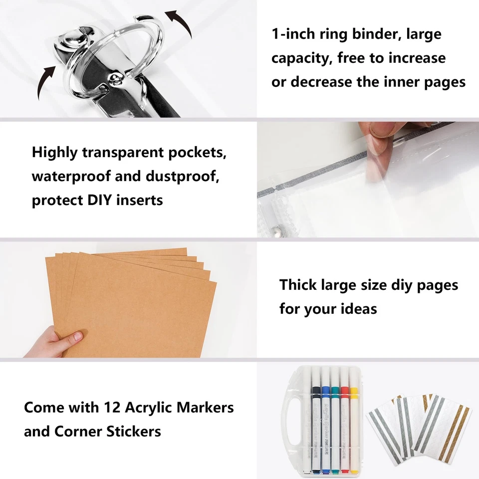 Scrapbook Photo Album 12x12 Inch 3 Ring Binder, Linen Cover Large DIY Scrapbo... - Image 4 of 4