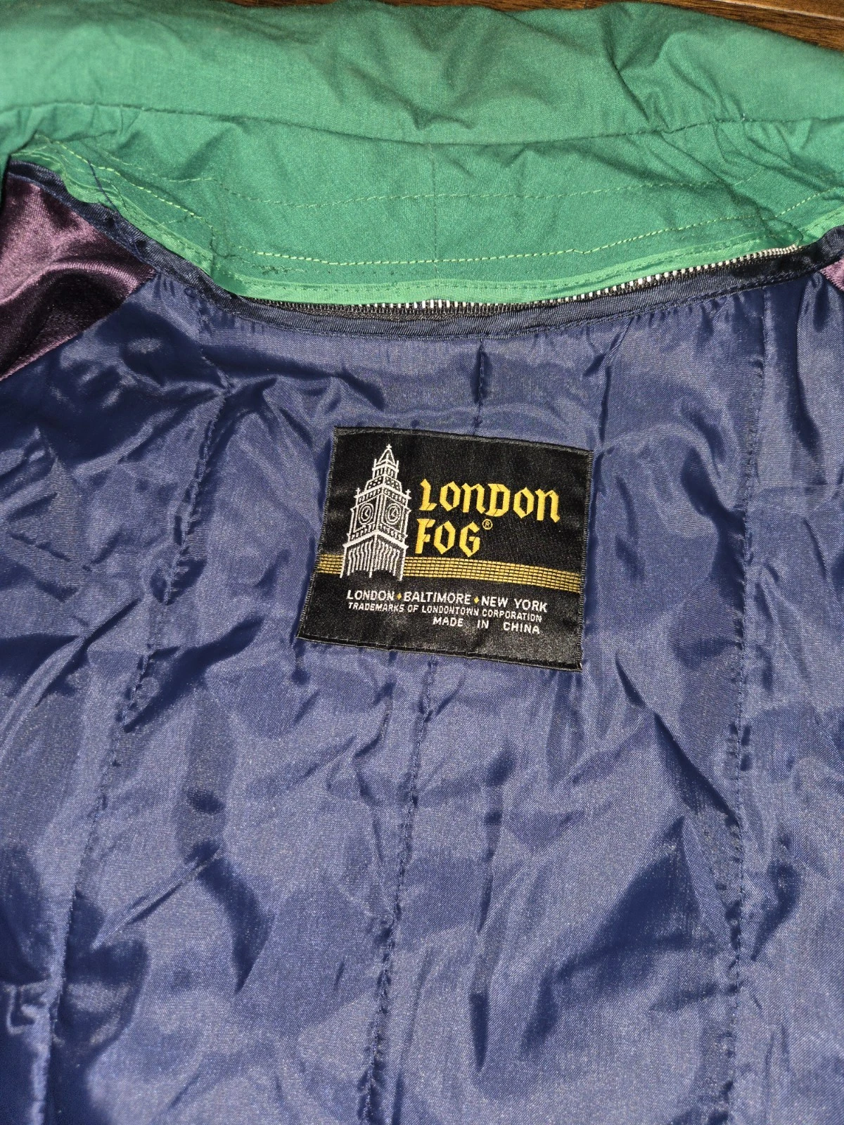 London Fog Men's Full Zip Nylon Jacket w/ Pockets Stand-Up Collar Blue/Green S - product detail image 10