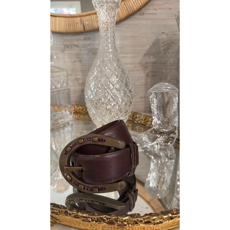 Cinturón Herradura Ralph Lauren Púrpura Piedras Talla Pequeña - Marrón Borgoña  Foto 2 de 4