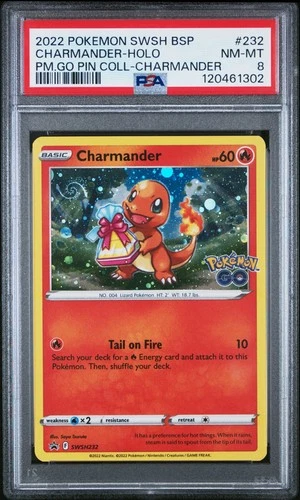 PSA 8 - 2022 POKEMON SWSH POKEMON GO PIN COLLECTION CHARMANDER - HOLO - SWIRL