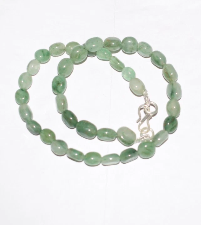 Naturale Avventurina Gemma Argento Sterling Collana 36 " Stringa Liscio Perline - Immagine 2 di 4