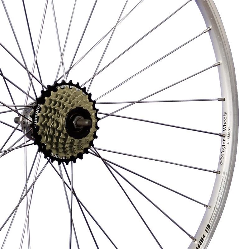 Laufrad 28 Zoll Hinterrad Hohlkammer V-Brake 7 fach Shimano Schraubkranz silber - Bild 2 von 4