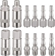 12PCS Euro Air Line Hose Fitting Connector Quick Release 1/4'' BSP Male Female