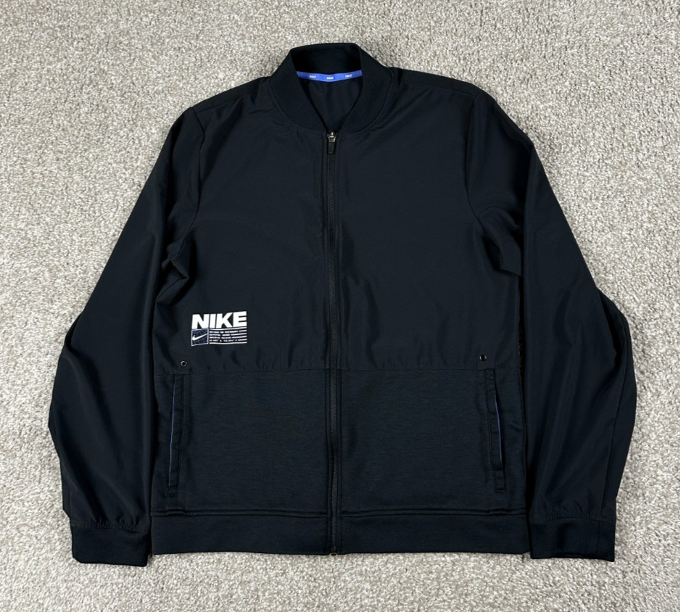 Nike Jacket Mens Medium Black Solid Full Zip Trac… - image 1