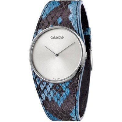 Damenuhr CK CALVIN KLEIN SPELLBOUND K5V231V6 Leder Python Blau IVF