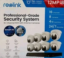 🎯Reolink NVS16-12MD8 / 4K / 16-Channel  4TB HDD  8-Cam  Wired Security System!