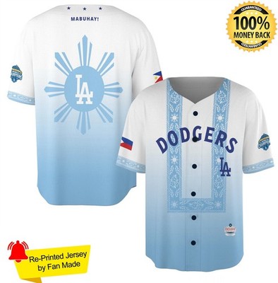 Custom Name Dodgers Filipino Heritage Night Giveaway Jersey Re-print
