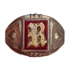 Vtg Clark & Coombs Sterling Silver Band Initial Letter R Mens Ring Sz 10 ⚠️Wear