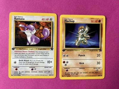 66/82 Rattata & 59/82 Machop 1. Edition Team Rocket Englisch Pokemon TCG