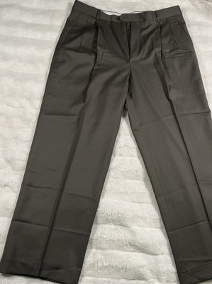 Zanella Bennett Men's Pleated Cuffed Olive Green Dress Pants 35x29
