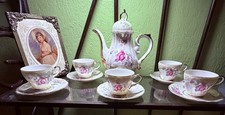 Japanese Floral Porcelain Tea Set Teapot Cups Saucers Gold Trim Marked JAPAN