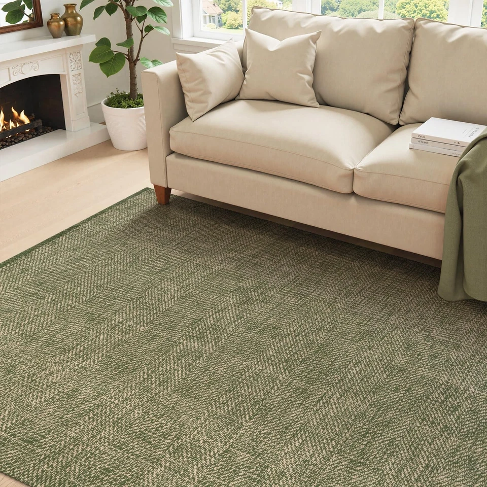 Washable Kitchen Rug, 5' x 8', Green, Modern Geometric Area Rug - Image 4 of 4