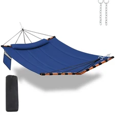12FT 2 Person Hammock Large Hammock 450LB Capacity with V Shaped Hardwood Spr...
