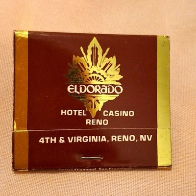 Vintage Matchbook Matches Eldorado Hotel Casino Reno Nevada 1980s Gold Foil