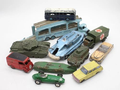 F x11 Vintage Dinky Diecast Vehicles Inc Pullmore Transporter Etc