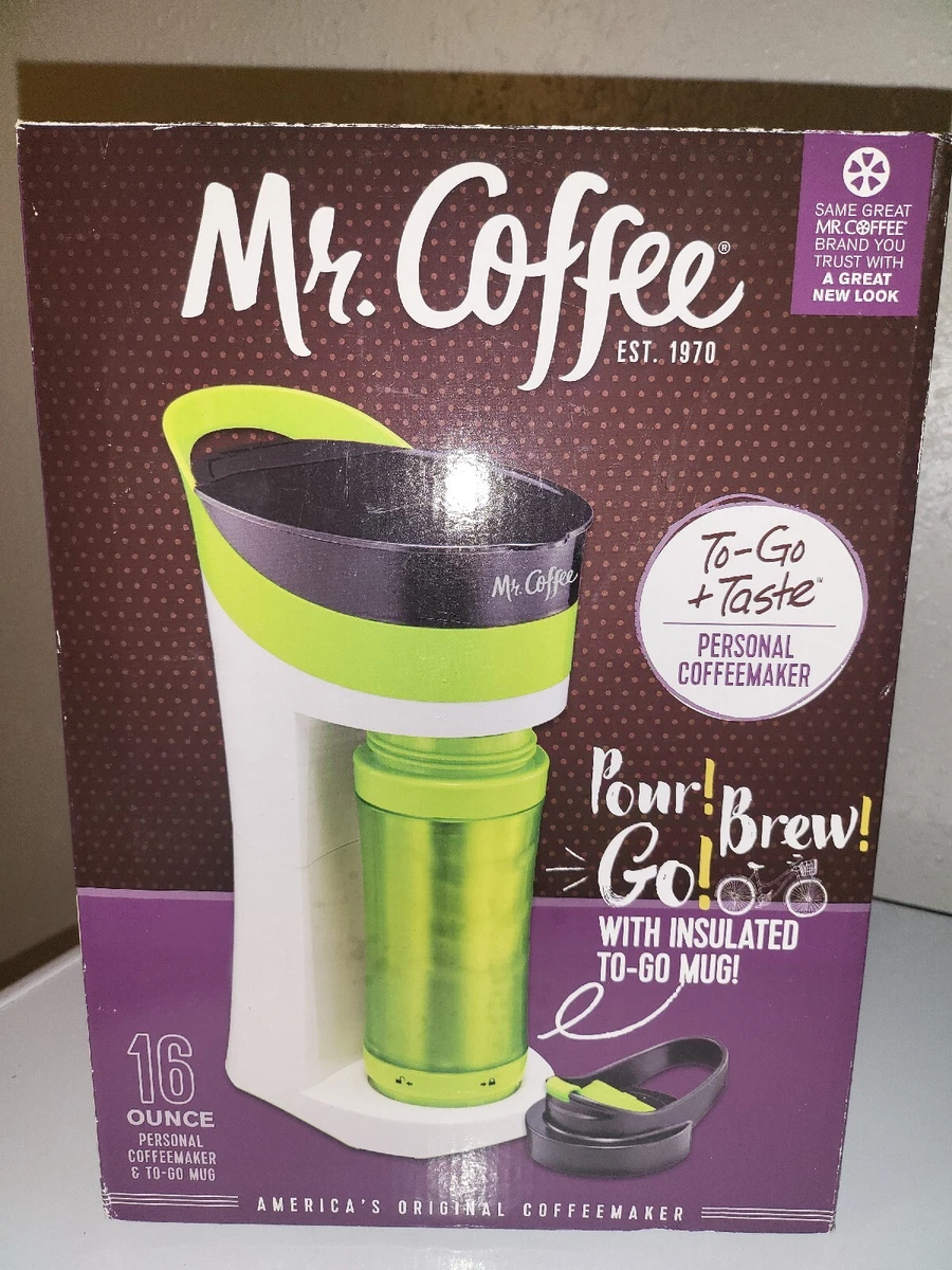 NEW Mr. Coffee Personal Coffeemaker Pour! Brew! Go! with Insulated Mug  16.oz New