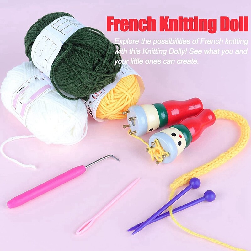 French Knitter Tool 4 Pack, Wooden Knitting Set Spool Knitting Doll1697