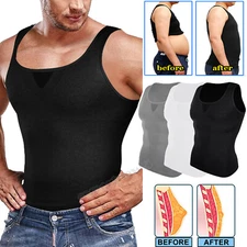 Men's Slimming Body Shaper Vest Moobs Chest Compression Tank Top Gym Undershirt