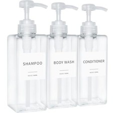 Shampoo and Conditioner Dispenser, Refillable Plastic Shampoo Pump Clear
