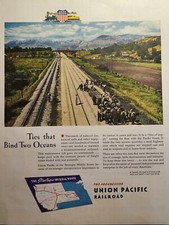 Vintage Print Ad 1944 Union Pacific Railroad Mountains Foothills Section Gang