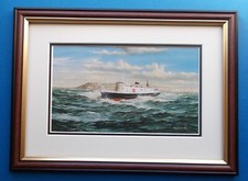 FRAMED SHIPPING PRINT LADY OF MANN SAILS FROM DOUGLAS