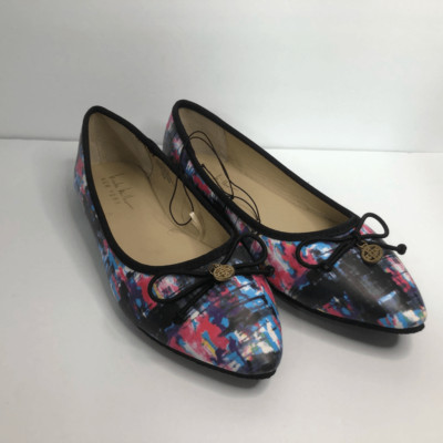 Nicole Miller New York Blue-Rise Abstract Print Pointed Toe Ballet Flats Size 6M