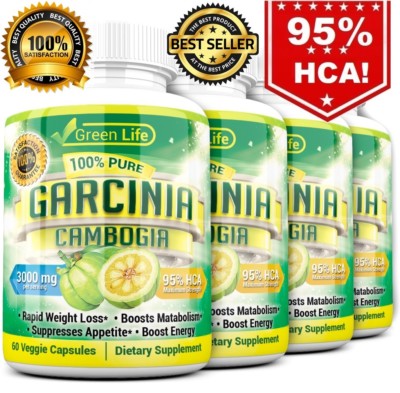 4 x BOTTLES 240 Capsules 3000mg Daily GARCINIA CAMBOGIA HCA 95% Weight Loss Diet
