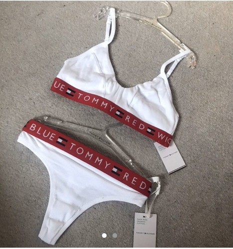 Tommy Hilfiger Sujetador conjunto brallete \u0026 Tanga Blanco Bnwt Talla  Pequeña/10 Nuevo Ropa Interior | eBay