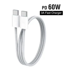 3 Ft USB C to USB C, 60W Fast Charging & Data SYNC Charger Cable Cord.