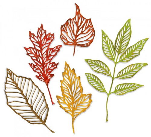 Nuevas hojas esqueleto Sizzix Thinlits retiradas 5 piezas #663094 venta al por menor $22,99 Tim Holtz - Imagen 1 de 8