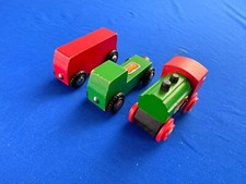 GREEN  RED ENGINE  PICKUP TRUCK  BOXCAR / Brio Wooden Railway
