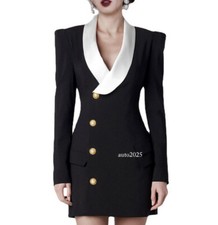 Black Fashion Women's Suit Dress Retro Designers Jacket Formal Business Blazer