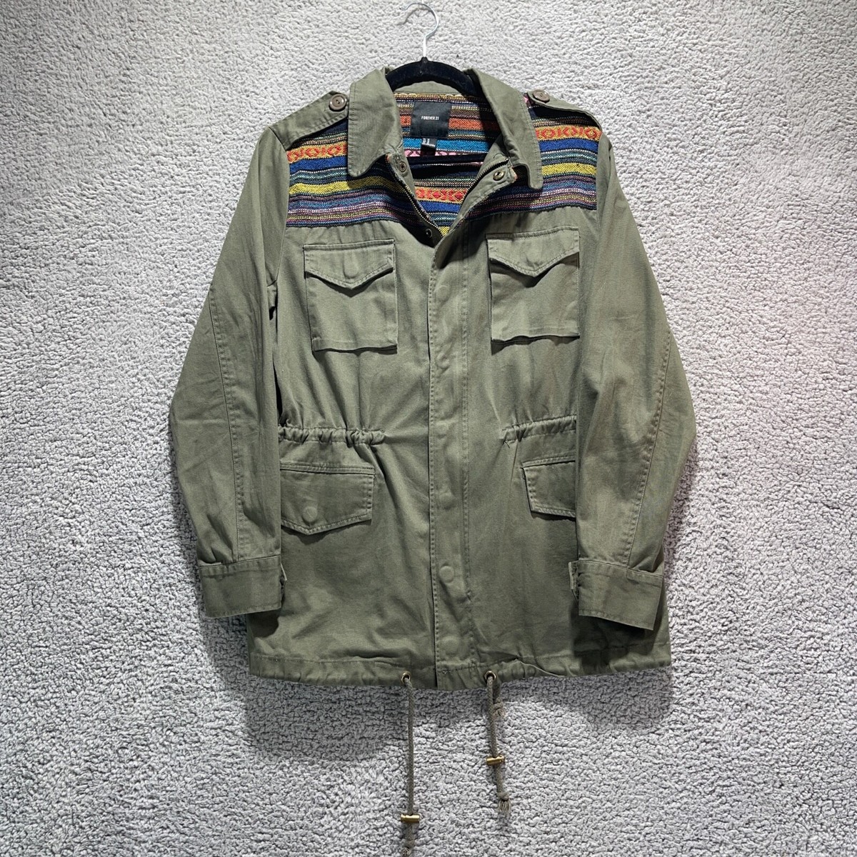 Forever 21 Sz Medium Green Military Green Chore Field Coat Jacket  Southwestern