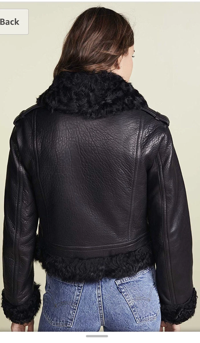 VINCE Lambskin Leather Jacket With Shearling Lining u0026 Trim SALE | eBay