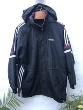Vintage adidas Managers Jacket Coat Adult 42/44 Large Black White Red Rare 90s