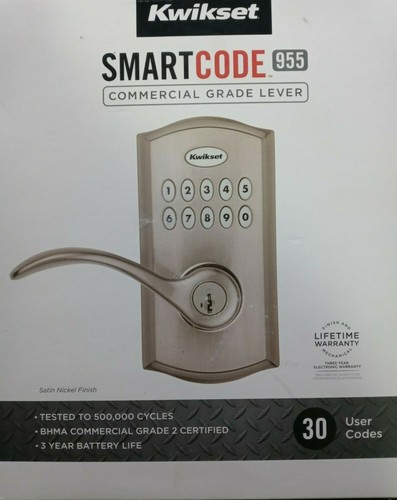 Kwikset 99550-002 Smart Code 955 Electronic Lever, Satin Nickel Model #955PML15S