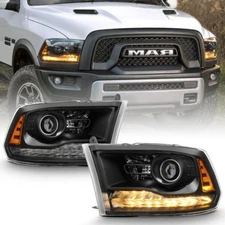 Black 2013-2018 Dodge Ram 1500 2500 3500 LED DRL Projector Headlights Headlamps