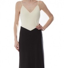 ALICE AND OLIVIA BLACK CREAM COLORBLOCK GOWN DRESS XS $484 SOLD OUT