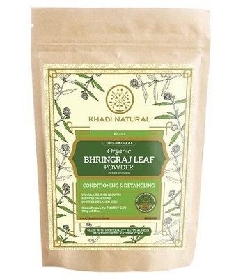 Khadi Natural Organic Bhringraj Leaf Powder Anti-Dandruff, Hair Growth Powder FS