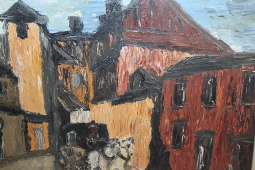 Tableau HST signé R.Grandin, diligence dans une ville. - Picture 4 of 7