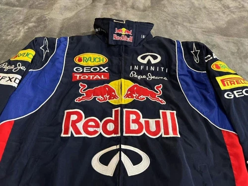 Unisex Adult Red Bull Jacket Ebroidered Cotton Padded F 1 Racing Jacket - Picture 29 of 36
