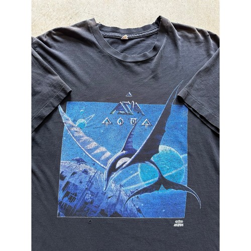 Vintage Asien 1992 Aqua Album Veröffentlichung Tour Band T-Shirt groß schwarz Einzelnaht T - Bild 3 von 8