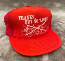 Thanks, But No Tanks! - Red Cap Hat Adjustable Snapback Baseball Vintage Trucker