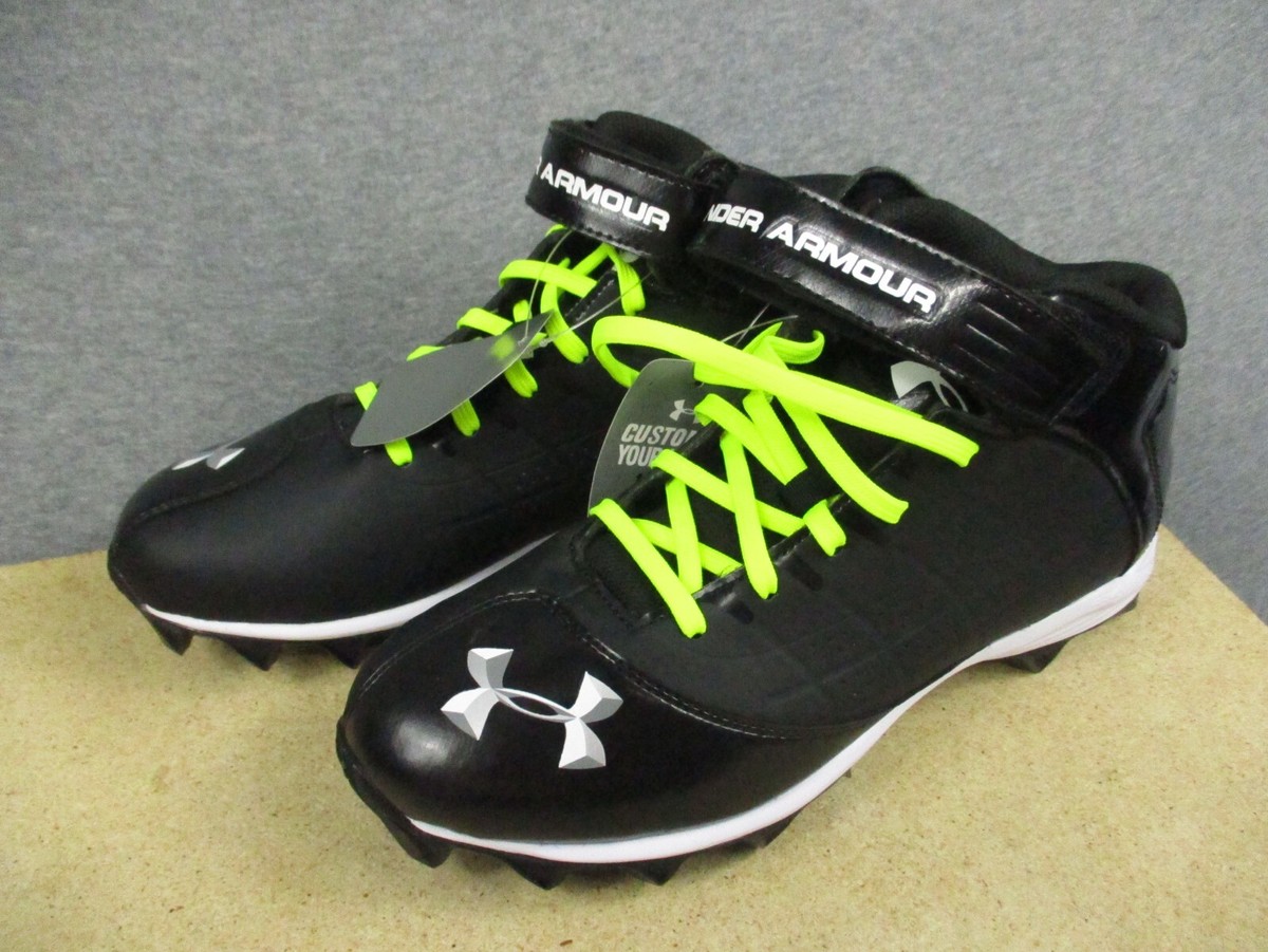 NEW Under Armour Football Crusher Mid 1235876-001 Black Cleats Adult