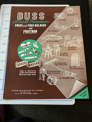Vintage BUSS SICHERUNG FUSETRON 1950 Katalog ��