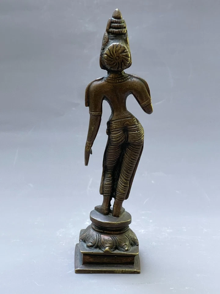 "Figura devocional del renacimiento de Tamil Nadu Chola Parvati de bronce del sur de la India, 4,5""" Foto 3 de 4
