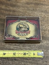 Vintage 1981 MOOSEHEAD BEER belt buckle BRASS w/24K gold Overlay orig. box