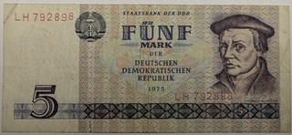 5 Mark 1975 DDR Geldschein Banknote