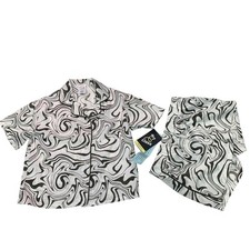 NWT New Art Class Girls Medium 8 Button Up Top Shorts PJ Sleepwear Set