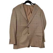 Hickey Freeman Academic Houndstooth Blazer Mens Brown Wool Sport Coat